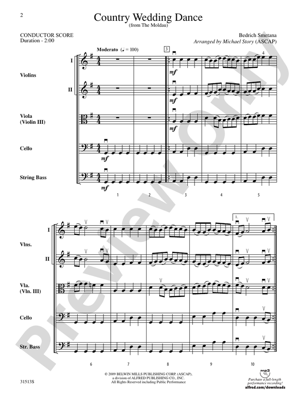 Country Wedding Dance (from The Moldau) – String Orchestra Conductor Score & Parts (Digital Download)