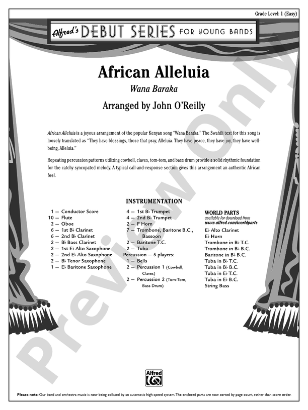 African Alleluia - Concert Band Conductor Score & Parts (Digital Download)