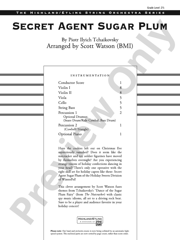 Secret Agent Sugar Plum - String Orchestra Conductor Score & Parts (Digital Download)