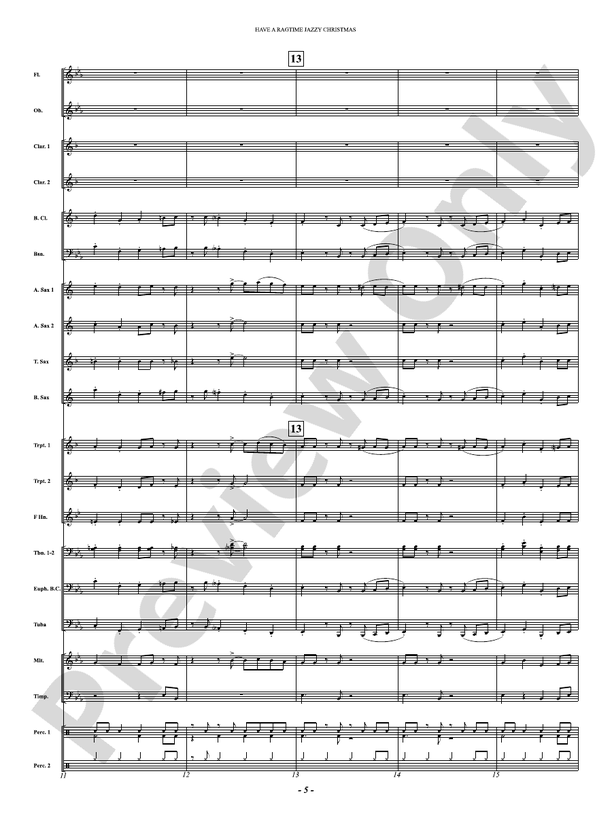 Have a Ragtime Jazzy Christmas - Concert Band Conductor Score & Parts(Digital Download)