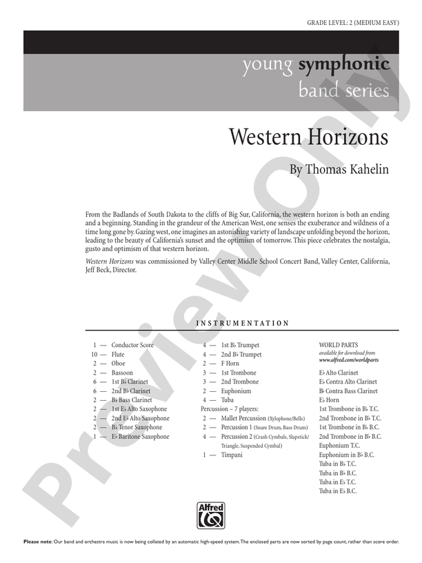 Western Horizons - Concert Band Conductor Score & Parts (Digital Download)