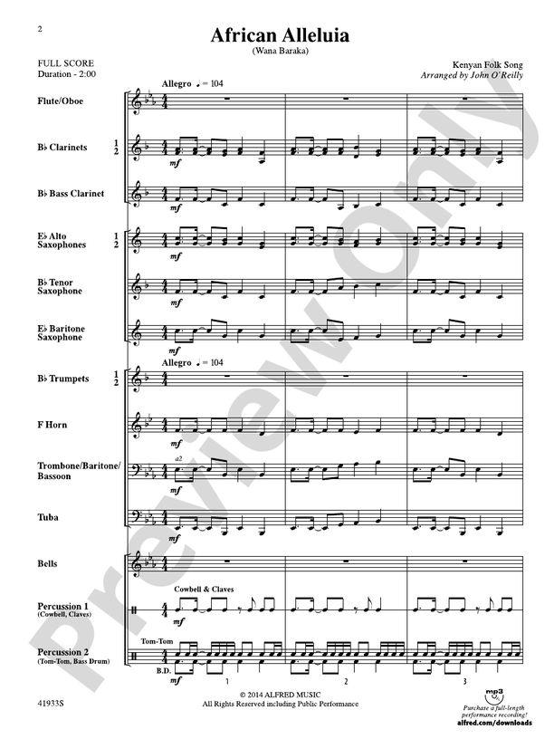 African Alleluia - Concert Band Conductor Score & Parts (Digital Download)