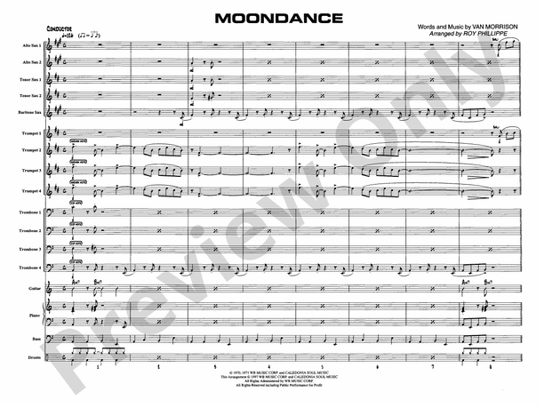 Moondance (Grade 3) - Jazz Ensemble Conductor Score & Parts (Digital Download)