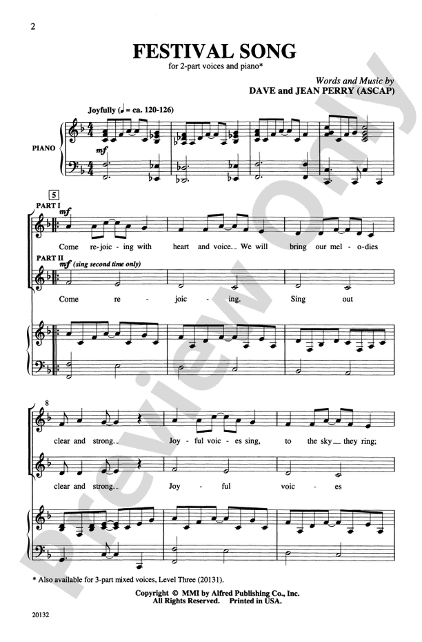 Festival Song – 2-Part Choral Octavo (Digital Download)