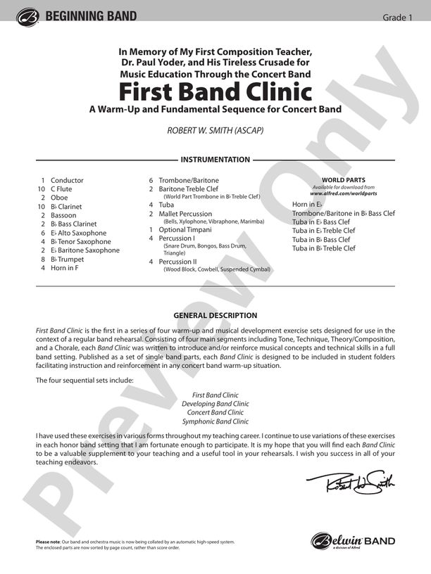 First Band Clinic (A Warm-Up and Fundamental Sequence for Concert Band) - Concert Band Conductor Score & Parts (Digital Download)