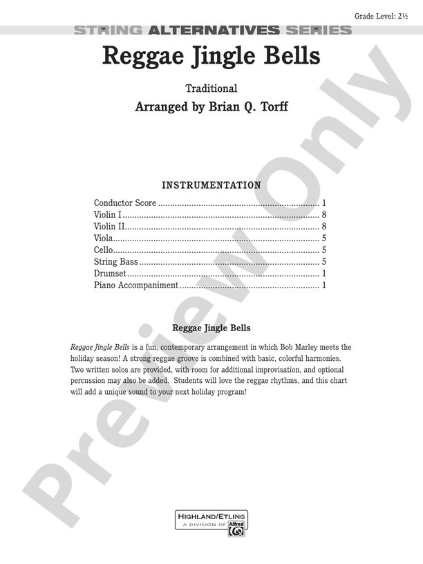 Reggae Jingle Bells – String Orchestra Conductor Score & Parts (Digital Download)