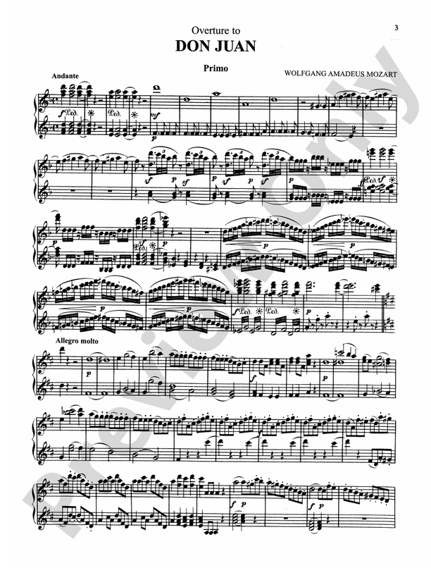 Mozart - Opera Overtures (Arrangements) - 1 Piano, 4 Hands (Digital Download)