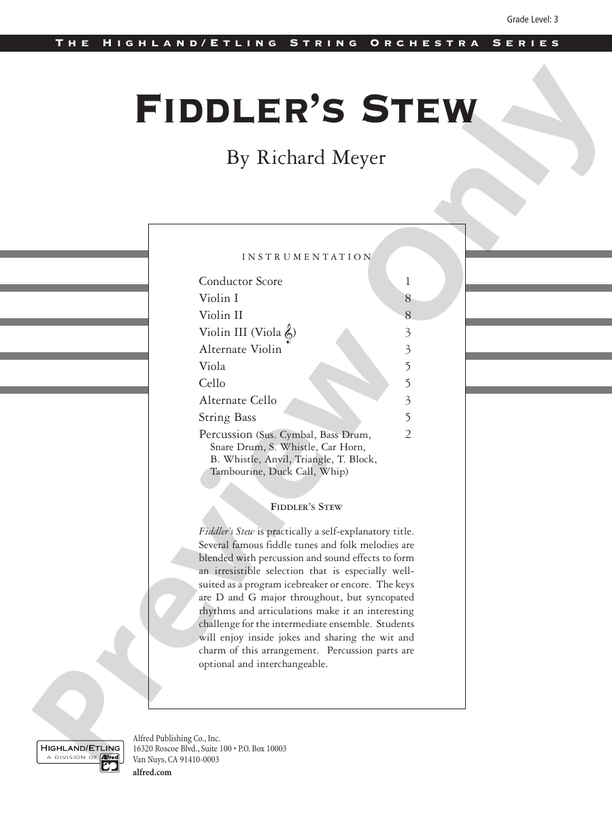 Fiddler's Stew – String Orchestra Conductor Score & Parts (Digital Download)