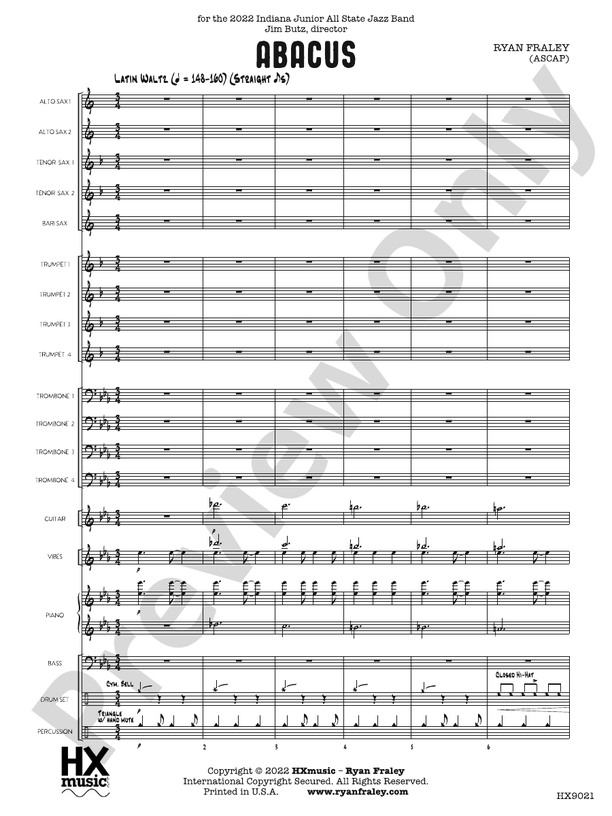 Abacus – Jazz Ensemble Conductor Score & Parts (Digital Download)