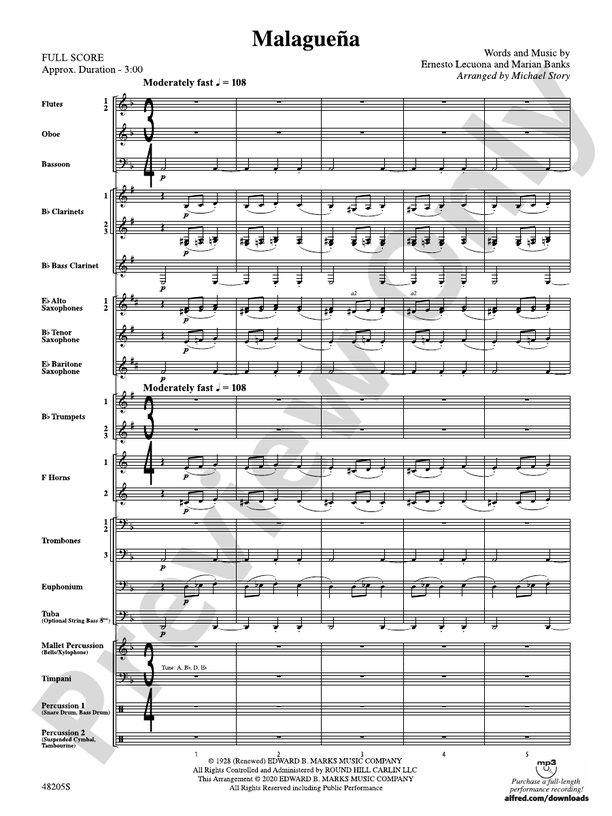 Malague√±a - Concert Band Conductor Score & Parts (Digital Download)