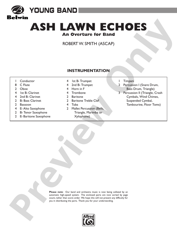 Ash Lawn Echoes (An Overture for Band) - Concert Band Conductor Score & Parts (Digital Download)