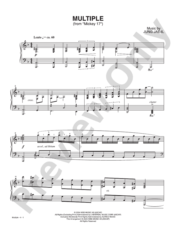 Multiple (from "Mickey 17") - Easy Piano (Digital Download)