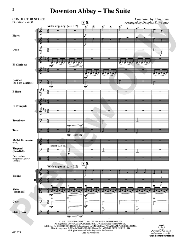 Downton Abbey – The Suite – Full Orchestra Conductor Score & Parts (Digital Download)