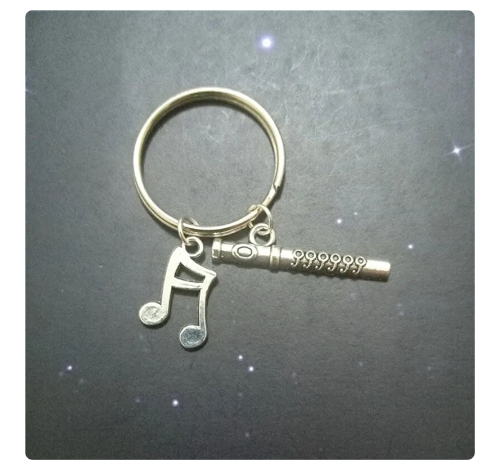 Silver Flute Keychain