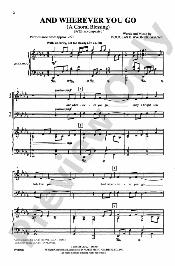 And Wherever You Go – SATB Choral Octavo (Digital Download)