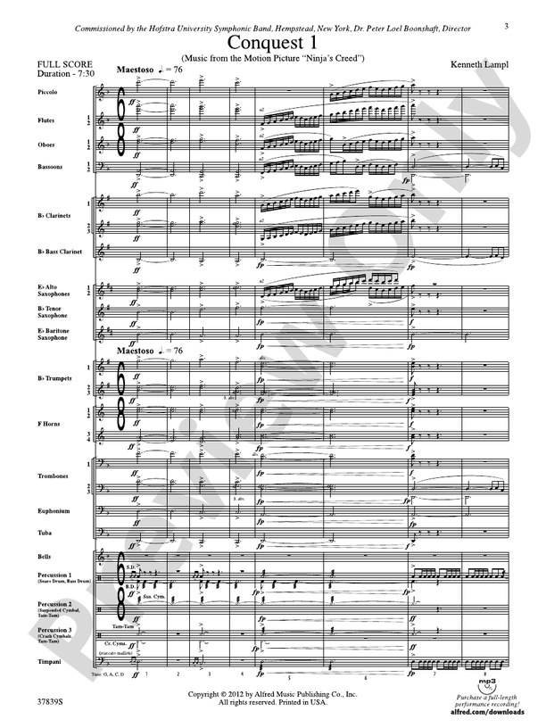Conquest 1 (from the motion picture Ninja's Creed) - Concert Band Conductor Score & Parts (Digital Download)