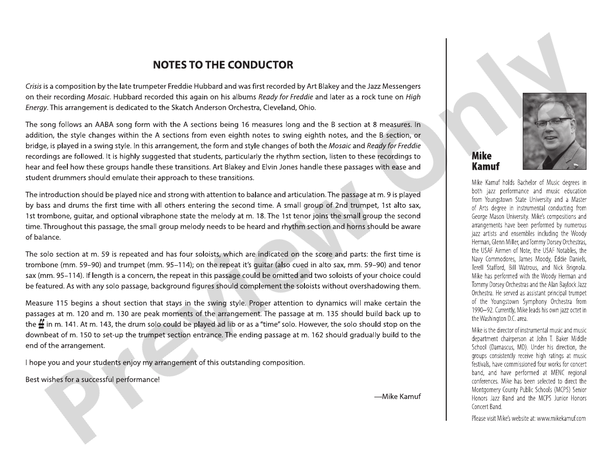 Crisis – Jazz Ensemble Conductor Score & Parts (Digital Download)