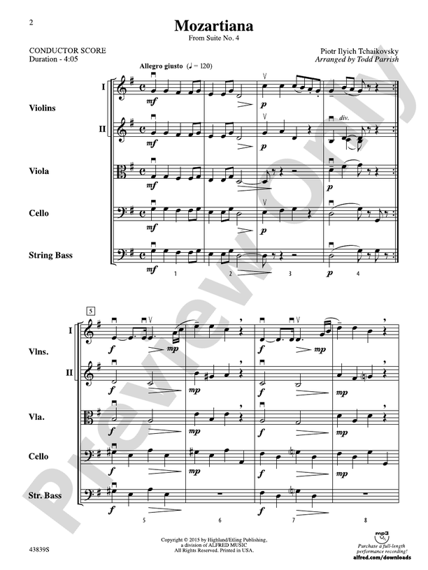 Mozartiana – String Orchestra Conductor Score & Parts (Digital Download)