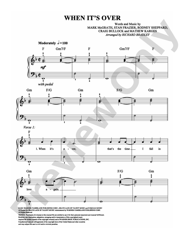 When It's Over - Arr. Richard Bradley (DSM-PS-0005127) - Easy Piano (Digital Download)