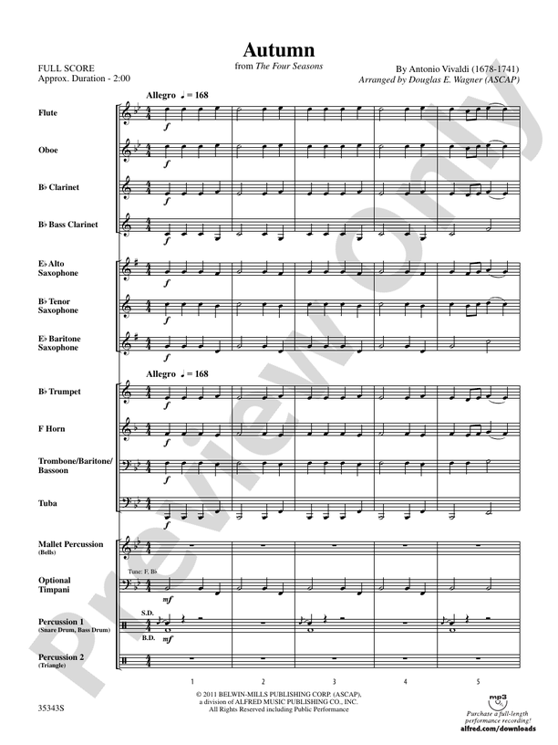 Autumn (from The Four Seasons) - Concert Band Conductor Score & Parts (Digital Download)
