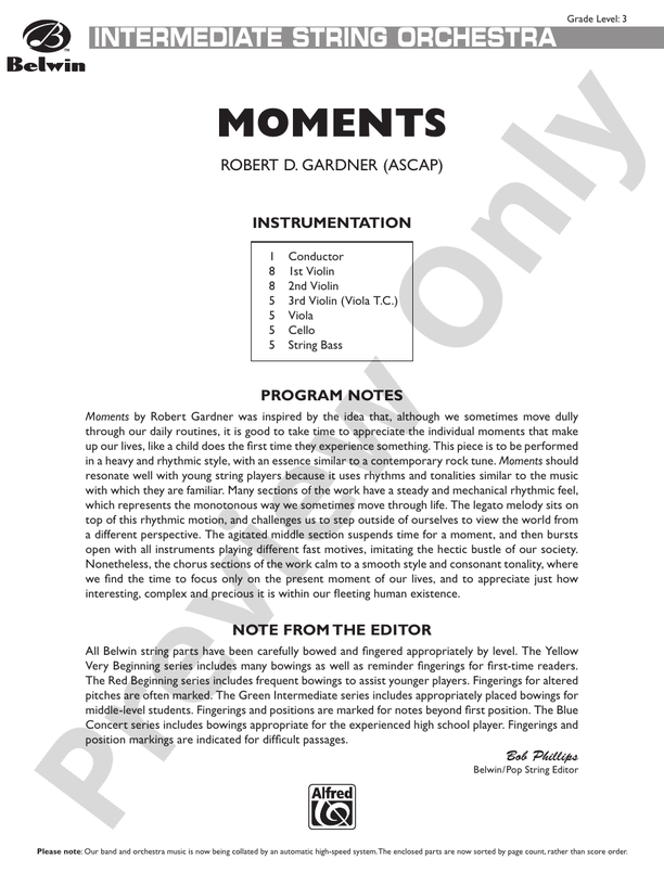 Moments – String Orchestra Conductor Score & Parts (Digital Download)