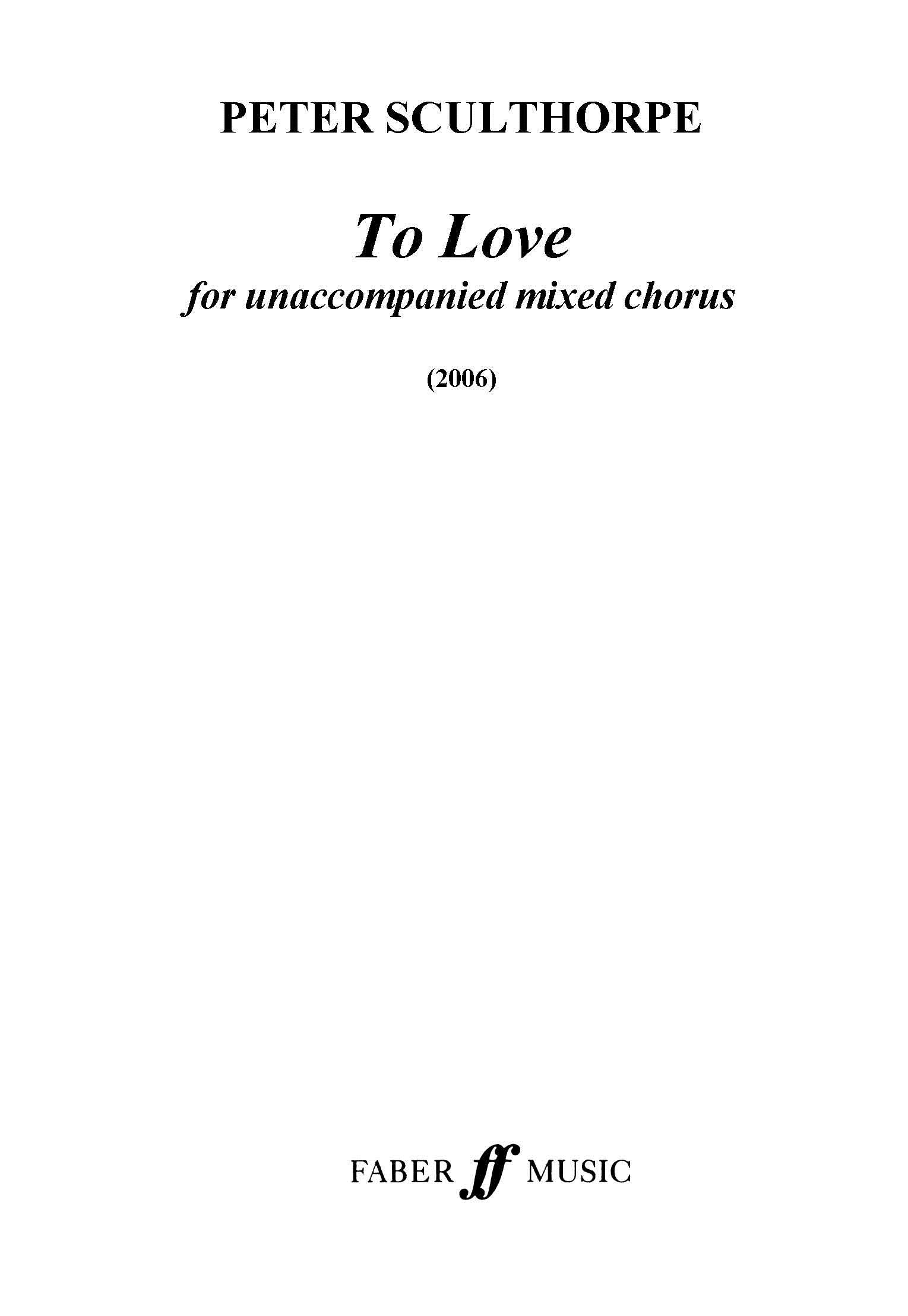 To Love - SATB Chorus (Digital Download)