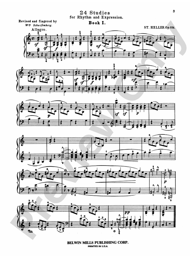 Heller - Twenty-four Piano Studies for Rhythm and Expression (Op. 125) - Piano Solo (Digital Download)