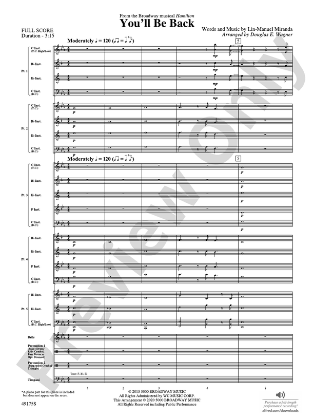 You'll Be Back (Flexible Arrangement) - Concert Band Conductor Score & Parts (Digital Download)