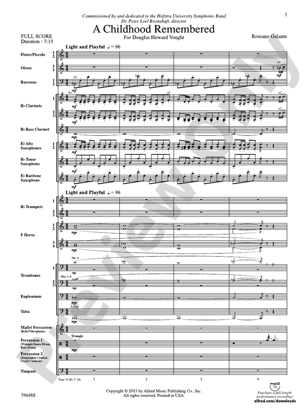 A Childhood Remembered - Concert Band Conductor Score & Parts (Digital Download)