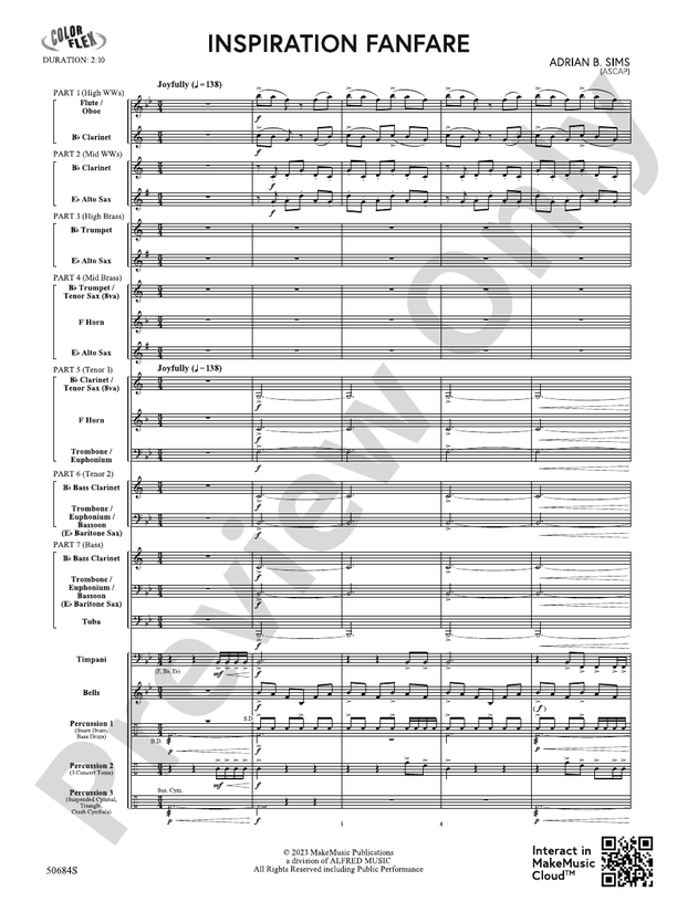 Inspiration Fanfare - Concert Band Conductor Score & Parts (Digital Download)
