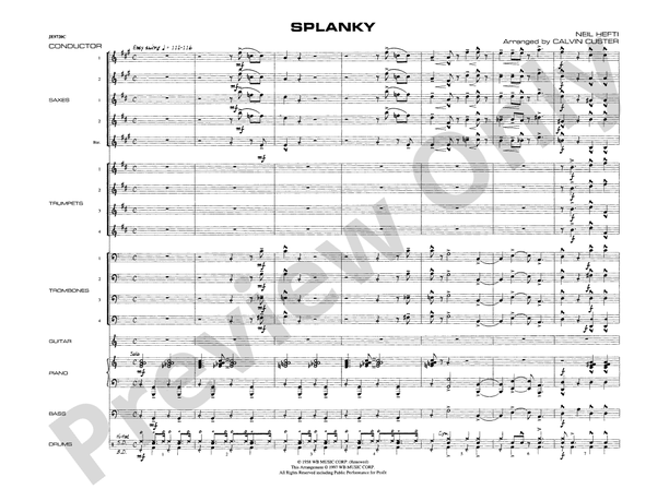 Splanky (Arr. Calvin Custer) - Jazz Ensemble Conductor Score & Parts (Digital Download)