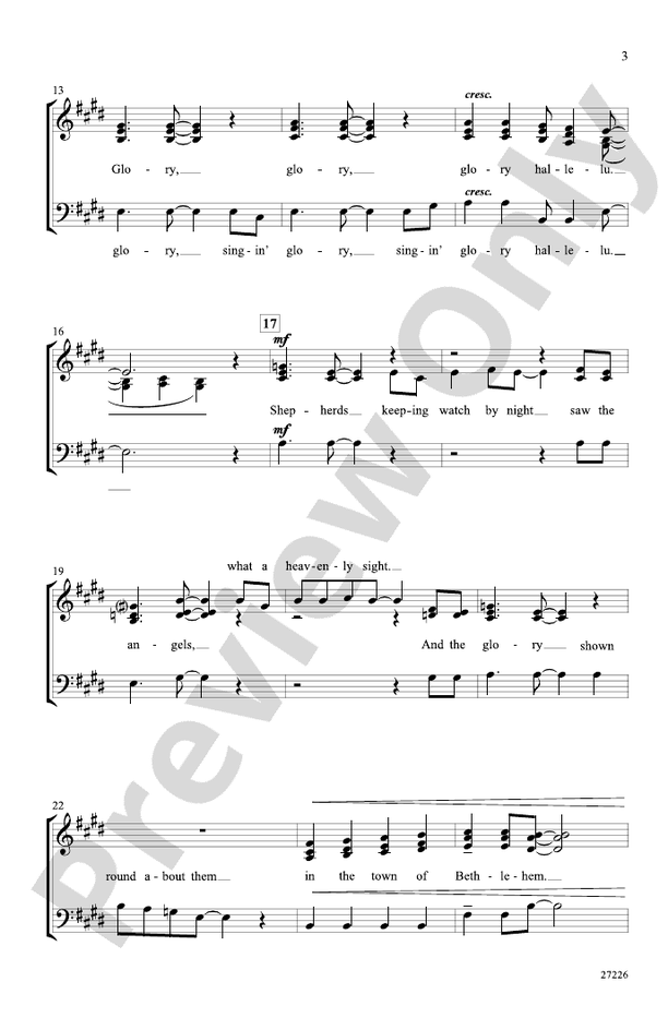 Angels Singin' Glory! – SSAB, a cappella Choral Octavo (Digital Download)