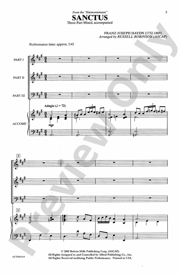 Sanctus - 3-Part Mixed Choral Octavo (Digital Download)