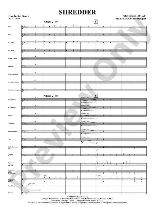 Shredder - Concert Band Conductor Score & Parts (Digital Download)