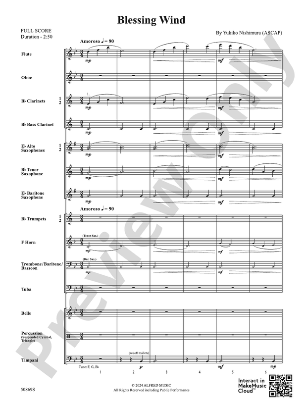 Blessing Wind – Concert Band Conductor Score & Parts