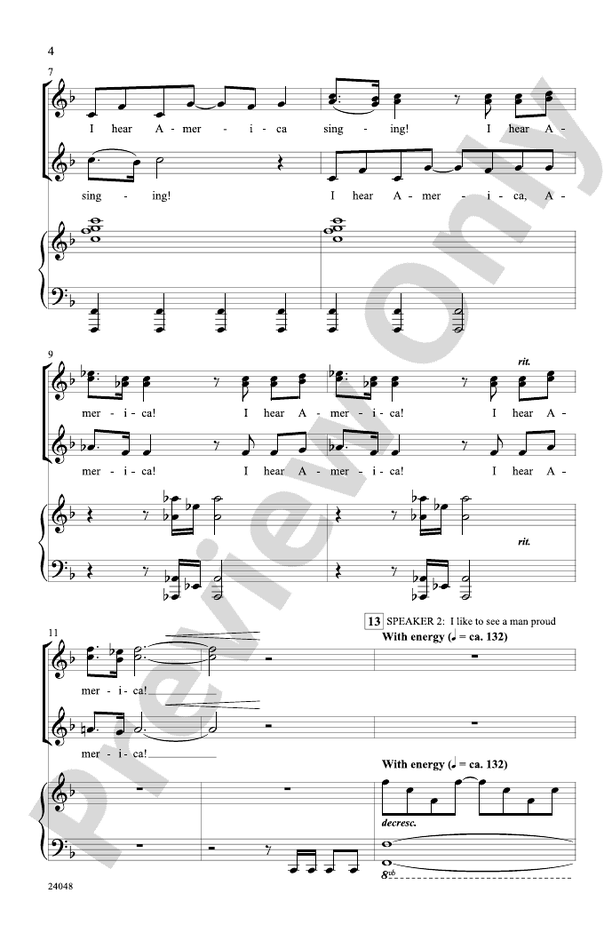 I Hear America Singing! – SSA Choral Octavo - Digital Sheet Music Download (Digital Download)