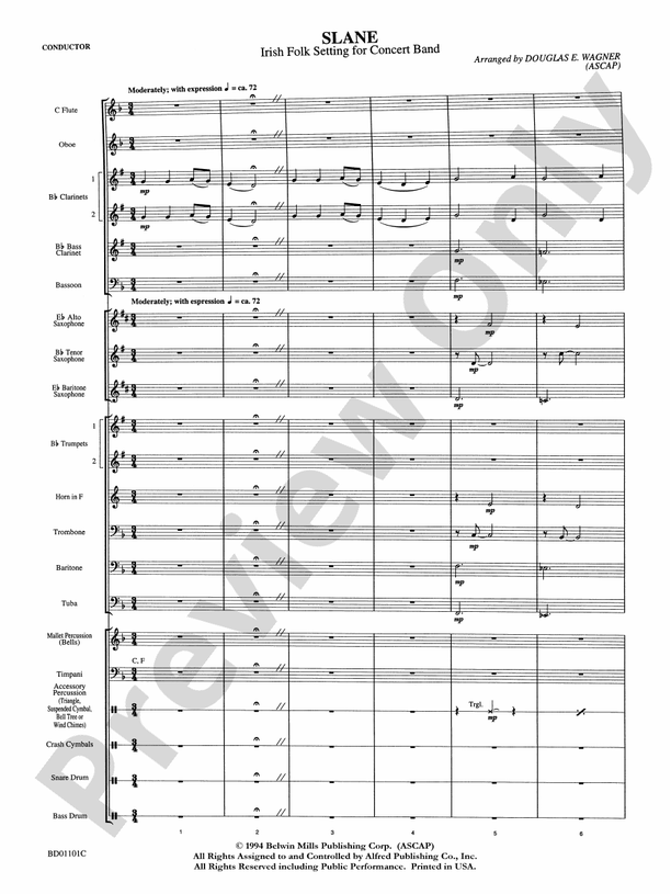 Slane - Concert Band Conductor Score & Parts (Digital Download)