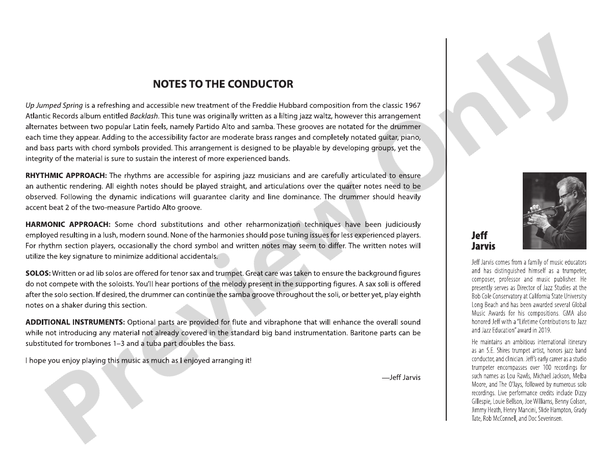 Up Jumped Spring – Jazz Ensemble Conductor Score & Parts (Digital Download)