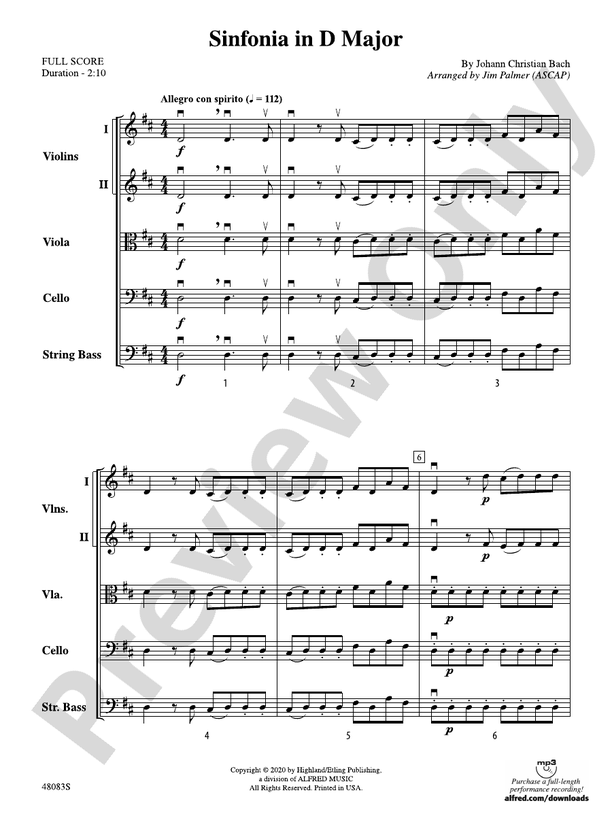 Sinfonia in D Major - String Orchestra Conductor Score & Parts (Digital Download)