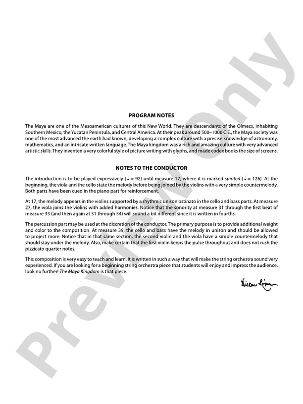The Maya Kingdom – String Orchestra Conductor Score & Parts (Digital Download)