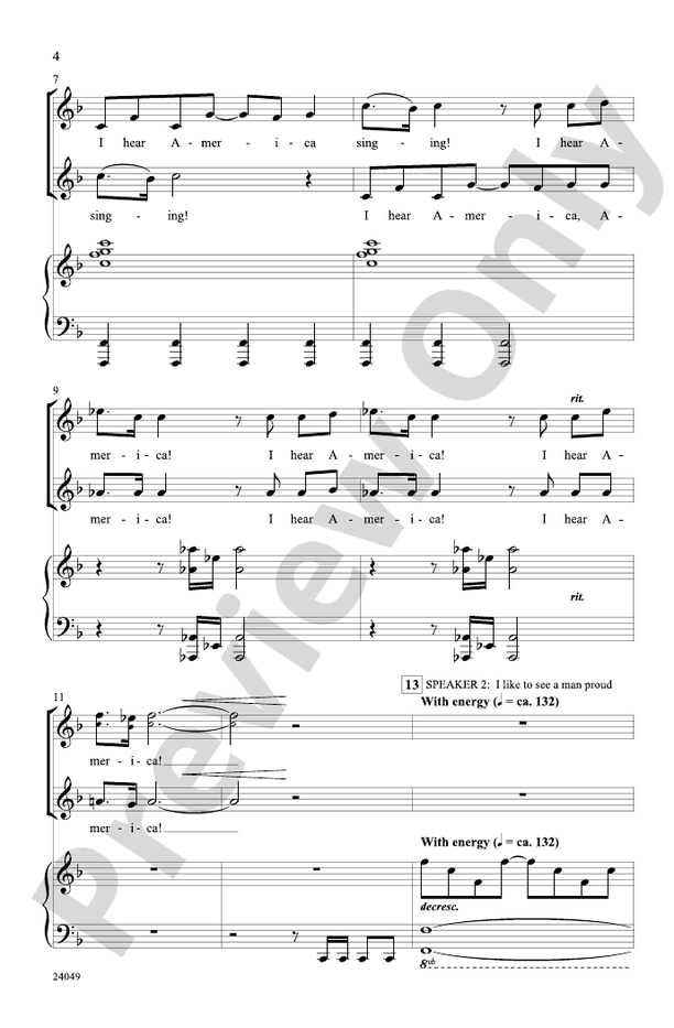 I Hear America Singing! – 2-Part Choral Octavo - Digital Sheet Music Download (Digital Download)