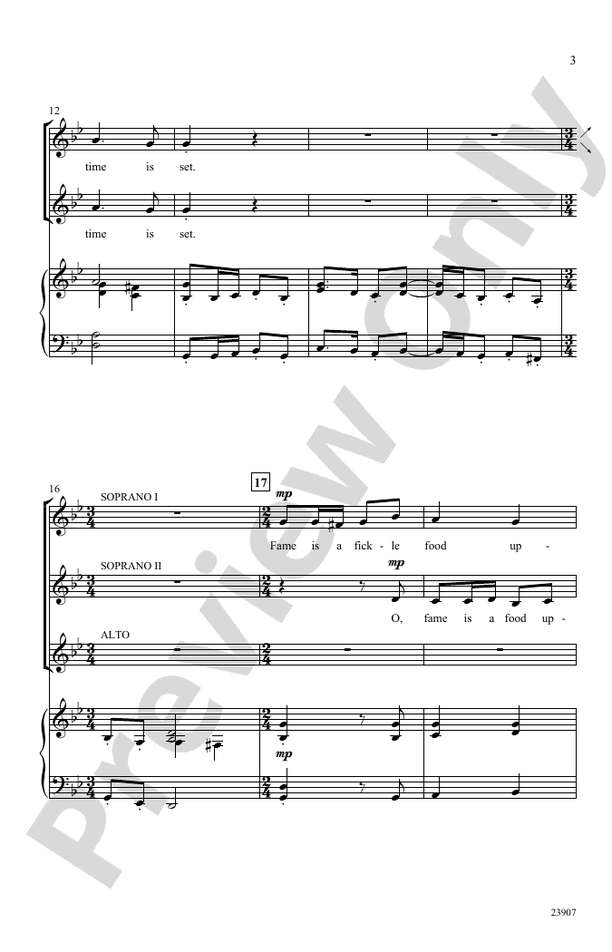 Fame Is a Fickle Food – SSA Choral Octavo (Digital Download)