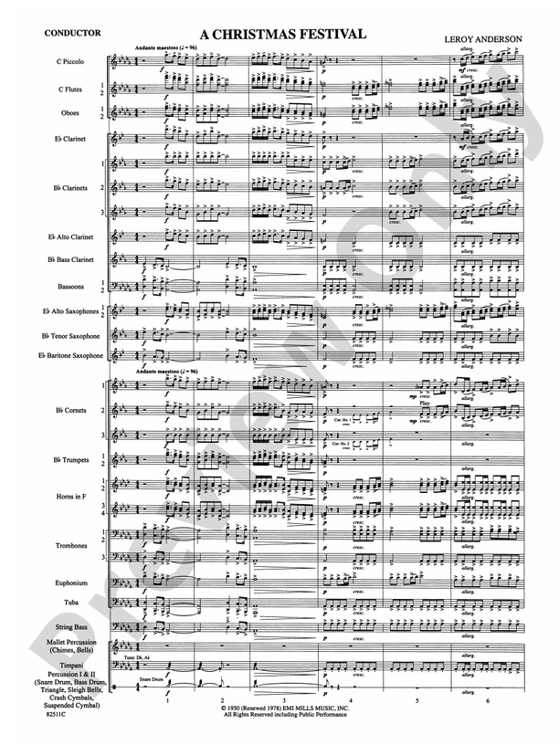 A Christmas Festival (Grade 4) - Concert Band Conductor Score & Parts (Digital Download)