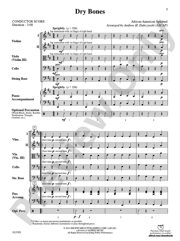 Dry Bones – String Orchestra Conductor Score & Parts (Digital Download)