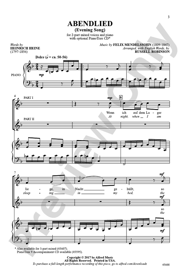 Abendlied - 2-Part Choral Octavo (Digital Download)
