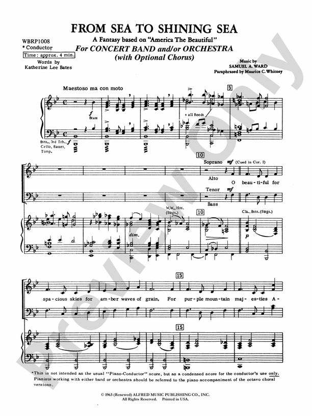 From Sea to Shining Sea (A Fantasy Based on "America the Beautiful") - Concert Band Conductor Score & Parts (Digital Download)
