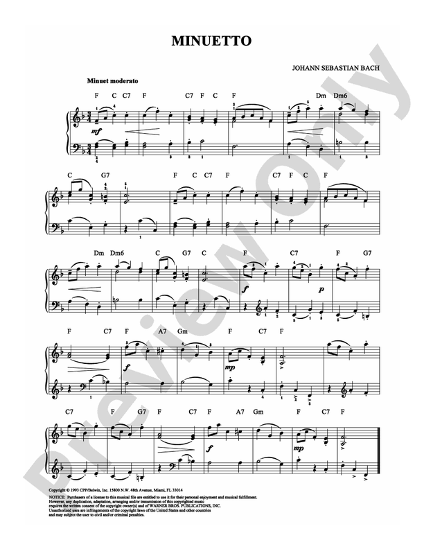 Bach - Minuetto - Piano (Digital Download)