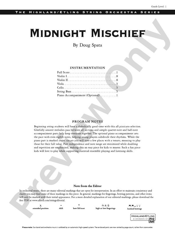 Midnight Mischief - String Orchestra Conductor Score & Parts (Digital Download)