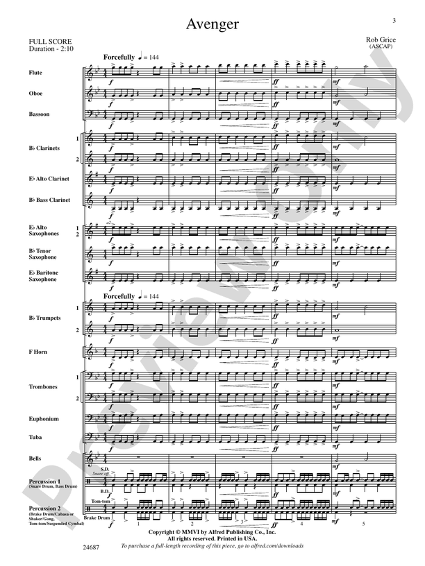 Avenger - Concert Band Conductor Score & Parts (Digital Download)