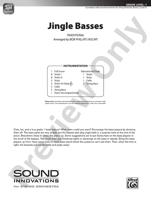 Jingle Basses – String Orchestra Conductor Score & Parts (Digital Download)